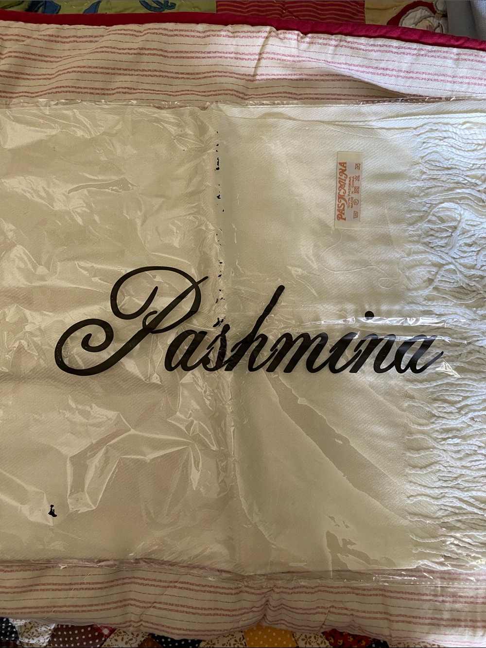 pashmina White Fringe Shawl - Soft Cream-White Wrap